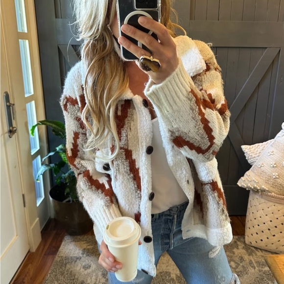 New Quilted Cardigan Sweater Coat / Women's Shacket Western Boho Jacket - Picture 1 of 9